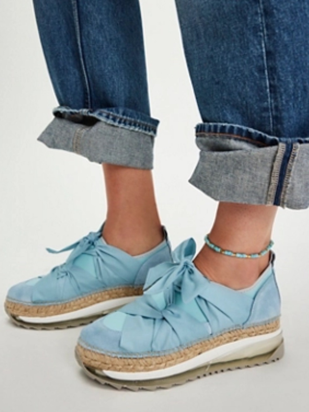 Free People Chapmin Espadrille Sneakers in Celeste Blue | 39 NWOT